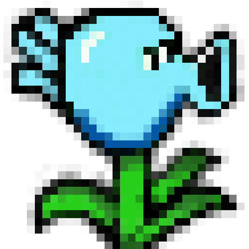 Pixel Art einer Eiskanone aus Plants vs. Zombies