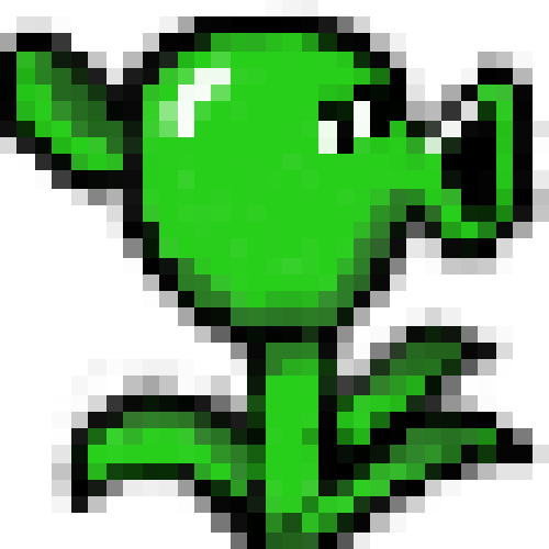 Pixel Art einer Erbsenkanone aus Plants vs. Zombies